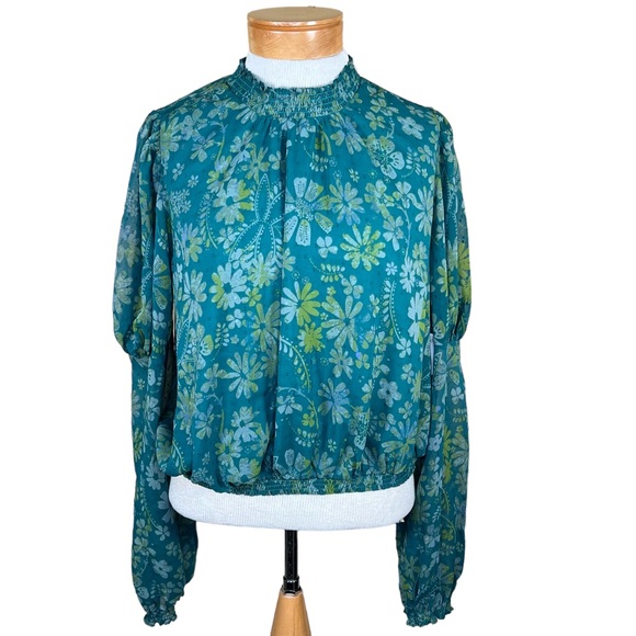 Free People “Sea Combo” Swiss Dot Sheer Blouse Balloon Sleeves Oversized… - Picture 16 of 16